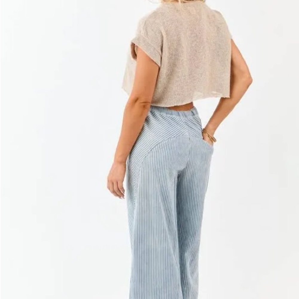 ee•some Striped Blue Wide-Leg Pants/jeans Medium - Picture 4 of 8